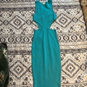 Turquoise body-con midi dress